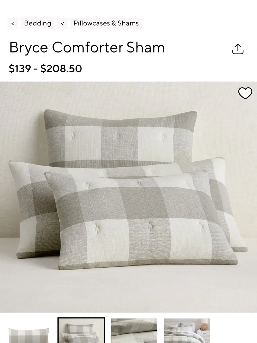 Pottery Barn Bryce smoke gray Buffalo check duvet Cover king/cal King W 2 shams